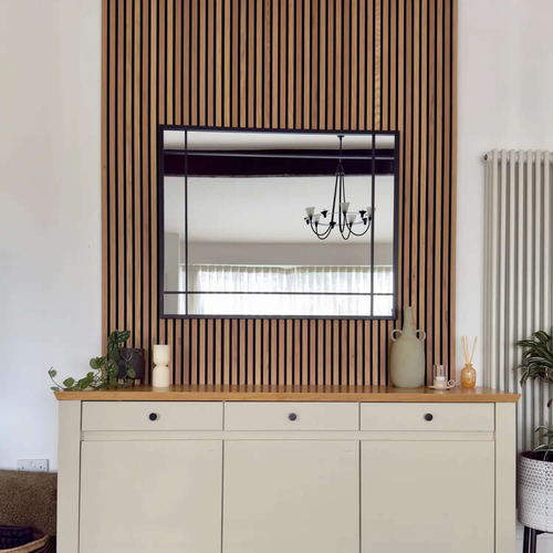 Aimi Black Metal Rectangle Window Mirror - Modern Elegance for Every Space