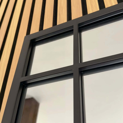 Aimi Black Metal Rectangle Window Mirror - Modern Elegance for Every Space