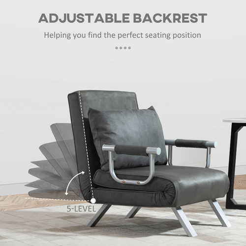 Versatile Foldable Sofa Bed Armchair - Space-Saving Comfort in Dark Grey