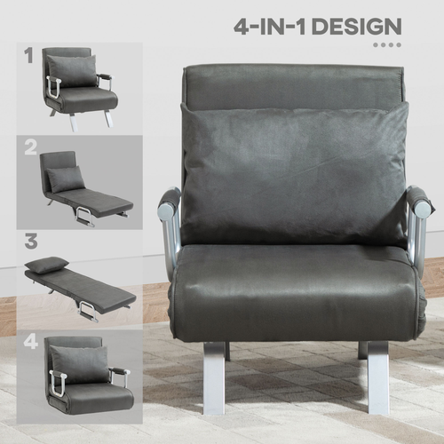 Versatile Foldable Sofa Bed Armchair - Space-Saving Comfort in Dark Grey