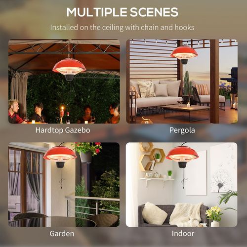Patio Heater 1500W Electric Aluminium Ceiling Hanging Garden Light Lamp