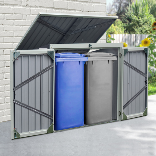 Durable Steel Garden Shed for 2 Wheelie Bins - Lockable & Weather-Resistant