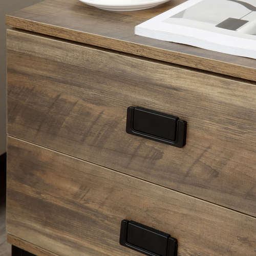 Chic Industrial-Style Metal Frame Bedside Table with Storage Drawers